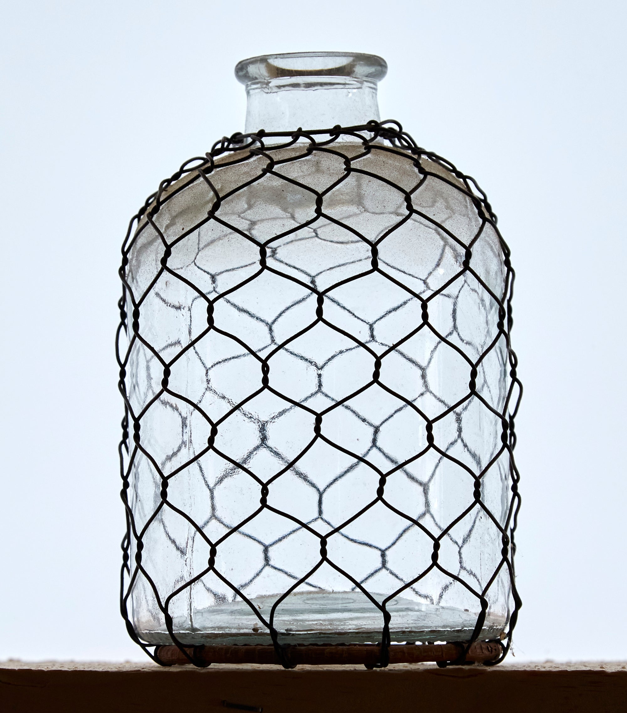 Small Narrow Bottle - Wire covered Bottle