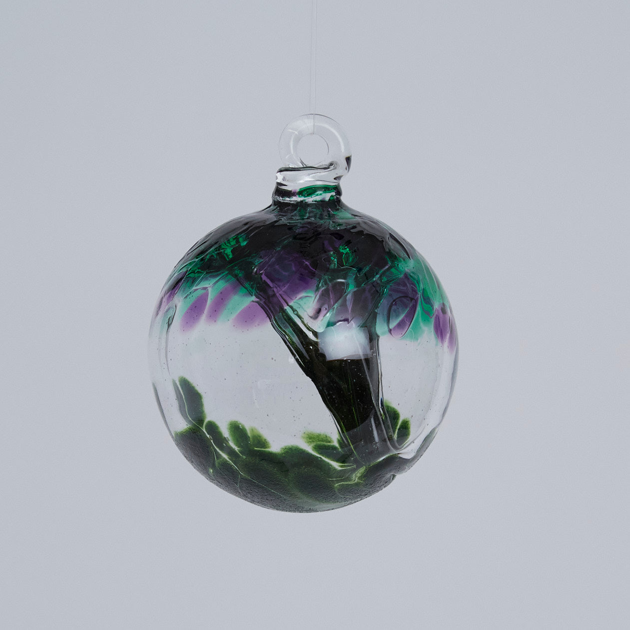 2" Tree Ball Dk Green/Purple - Glass Balls
